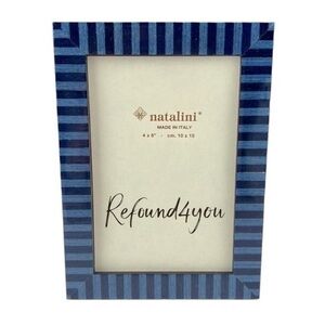 Natalini - ‘Blue Stripes’ Wood Picture Frame. 4” x 6”.  NWT.